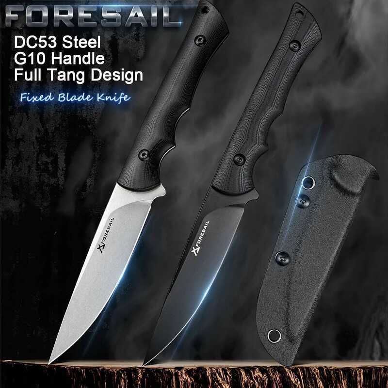 C Fixed Blade Knife,Dc53 Steel Blade And G10 Handle,With Kydex Sheath,Fixed Blade Tactical Knife,Ou