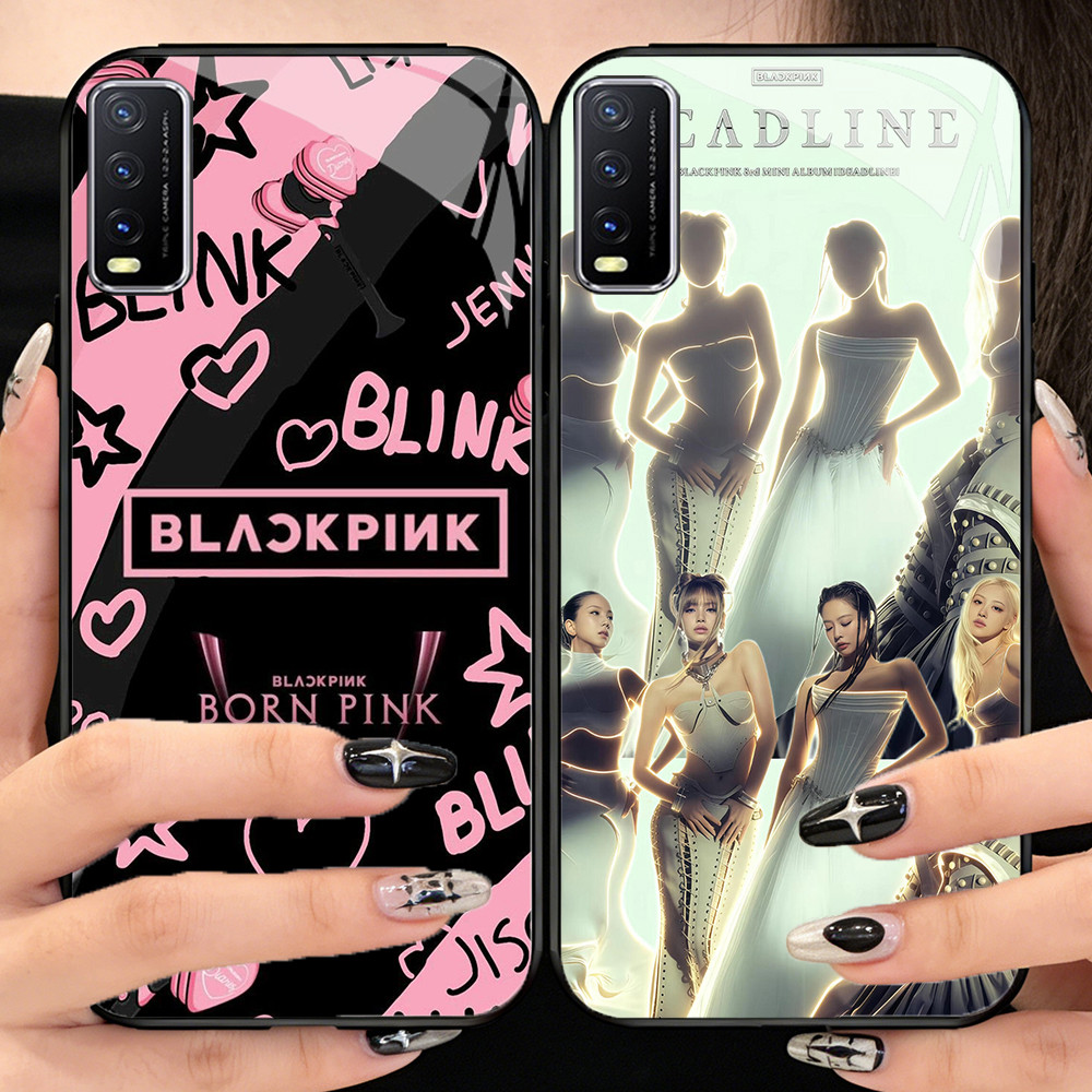 O-6 BLACKPINK กระจกนิรภัยเคสโทรศัพท์ VIVO Y30 Y20i Y20s V15 Y29 Y03 S1 Y50 V50 Y20 Pro Lite