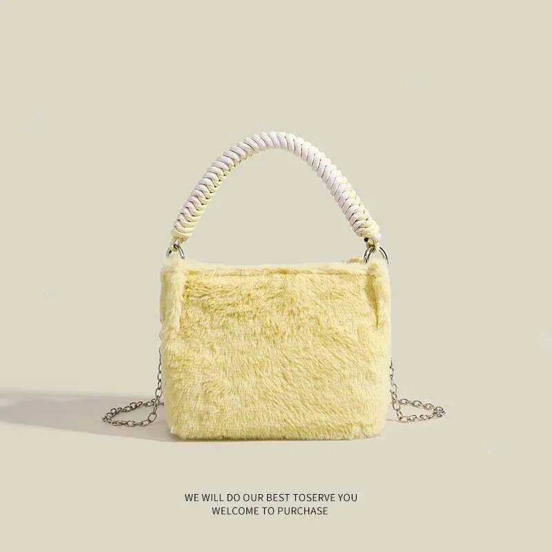C Cute Furry Bucket Single Shoulder Soft Small Work High Aesthetic Value Crossbody Chain Fresh Swee