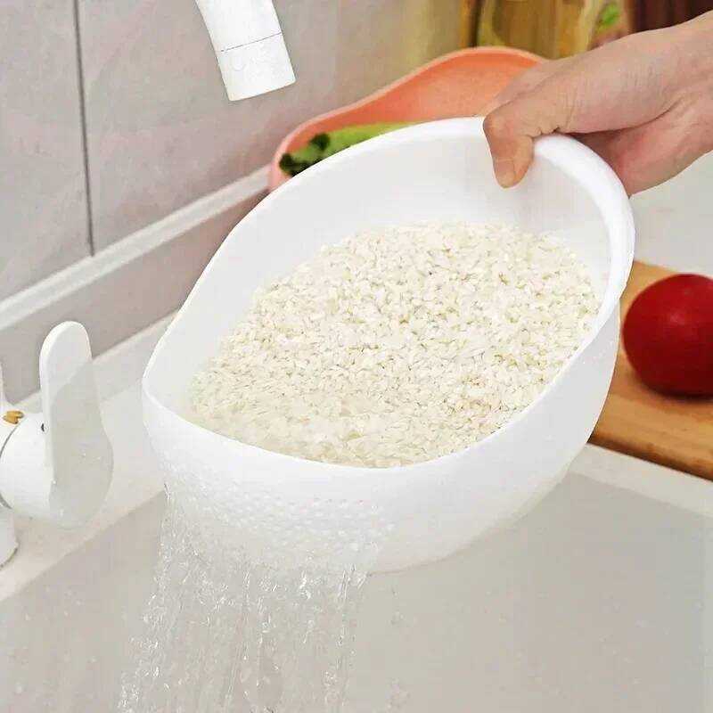 C Plastic Rice Sieve Colander Kitchen Drain Basket Fruit And Vegetable Bowl Strainer Basket Quick D