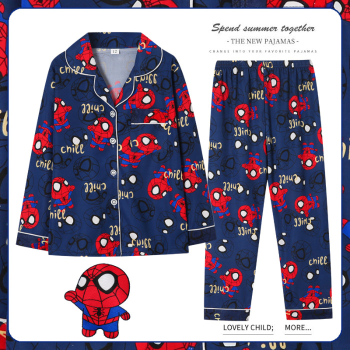 Flash Sale Baby Clothes Girls Long Sleeve Lapel Spiderman Pajamas Children Fashion-forward Home wear
