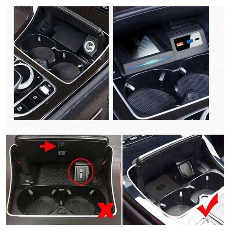 รถ Fast Wireless Charger แผ่นสําหรับ C-Class W205 GLC-Class X253 C43 C63 15-21 ชาร์จโทรศัพท์ Auto Pr
