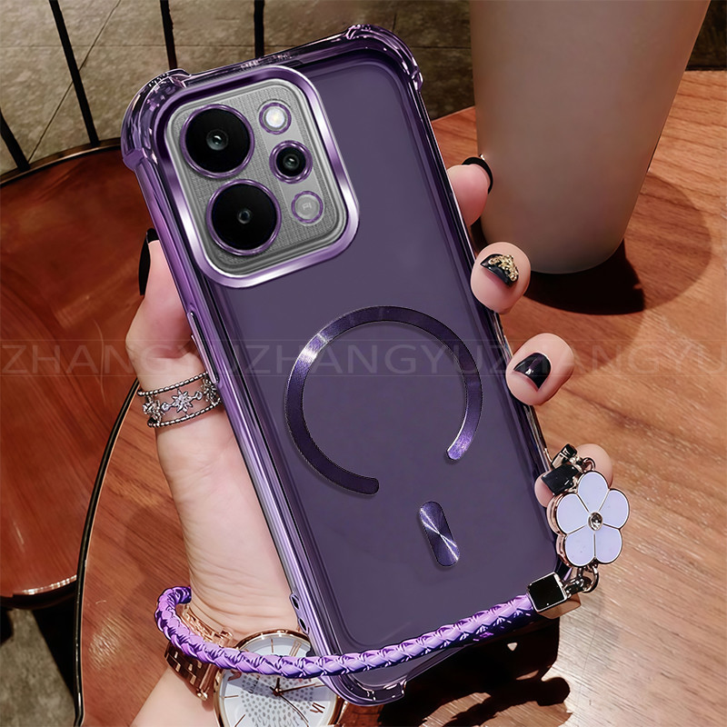 เคสสําหรับRealme P4 POWER 5Gเคสโทรศัพท์ใหม่แม่เหล็กที่แข็งแกร่งไร้สายชาร์จC-แหวนสี่มุมกันกระแทกปลอกเ