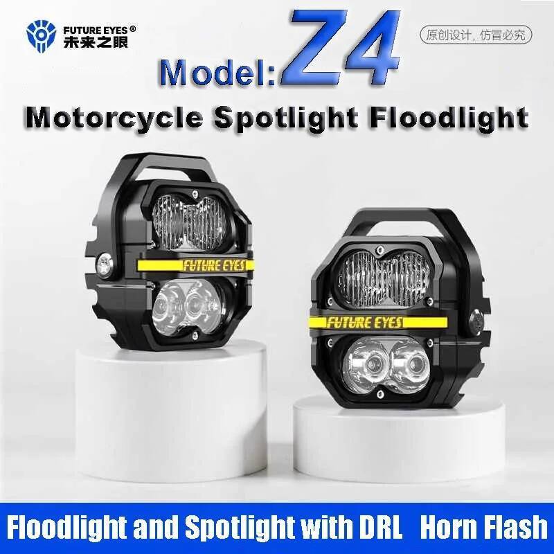 FUTURE EYES Z4 ฟลัดไลท์รถจักรยานยนต์ LED Spotlight Super Bright Floodlight ผ่านไฟวิ่งพร้อมสวิตช์แบ็ค