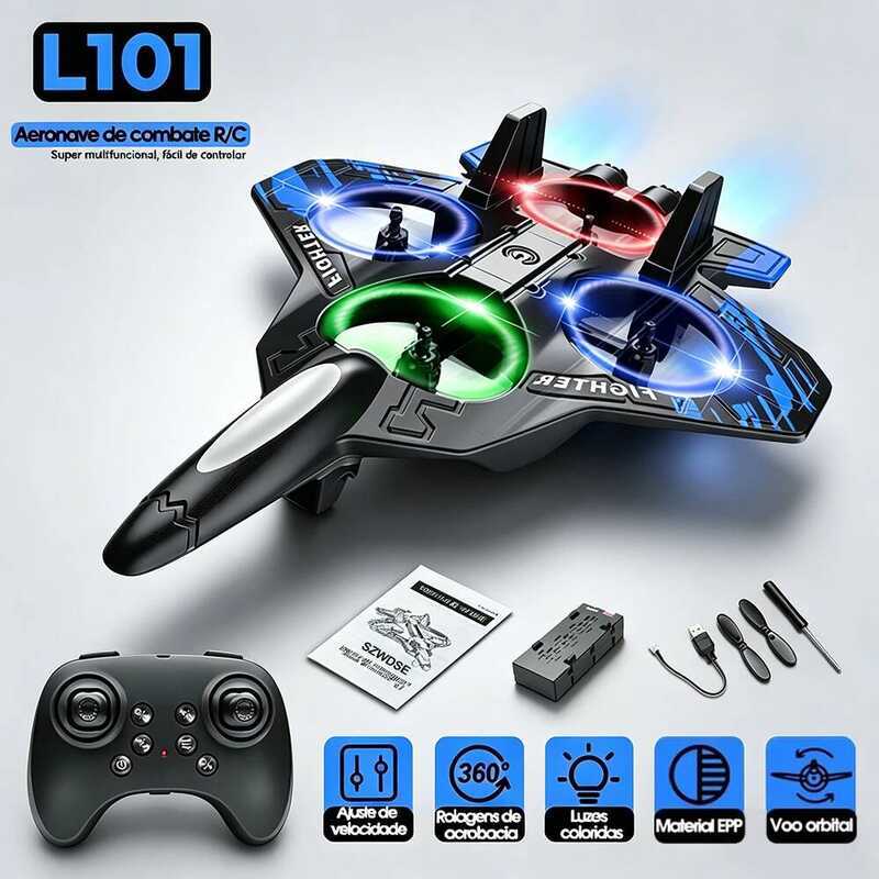 C New L101 RC Plane EPP Foam Stunt Glider 2.4G Remote Control Flying Model Glider Airplane With LED