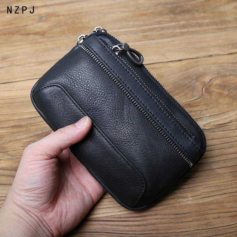 C Genuine Leather Men's Mobile Phone Waist Top Layer Cowhide Multifunctional Coin Card Holder 6.7 I