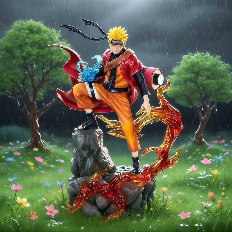 C 23Cm Naruto Anime Figure Uzumaki Naruto Uchiha Sasuke Action Model Pvc Statue Desop Ornament Coll