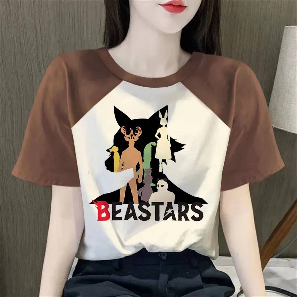 Beastars เสื้อยืด femme 80s ลดล้างสต๊อกกราฟิกญี่ปุ่นเสื้อแฟชั่นเกาหลี gothic party vintage goth