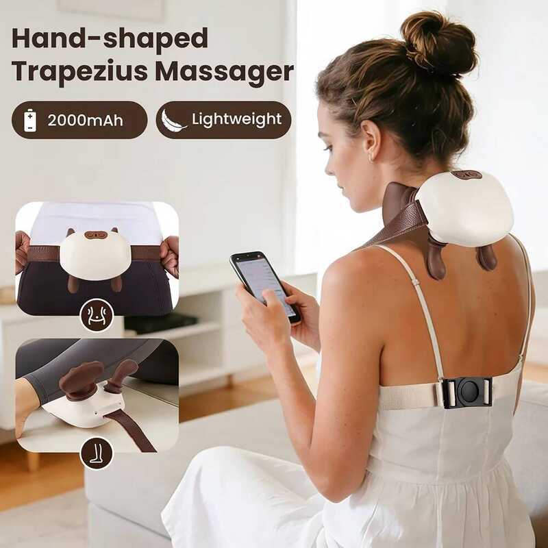 C 4D Hand Shaped Kneading Neck And Shoulder Portable Neck Shoulder Massage Pillow Brushless Motor T