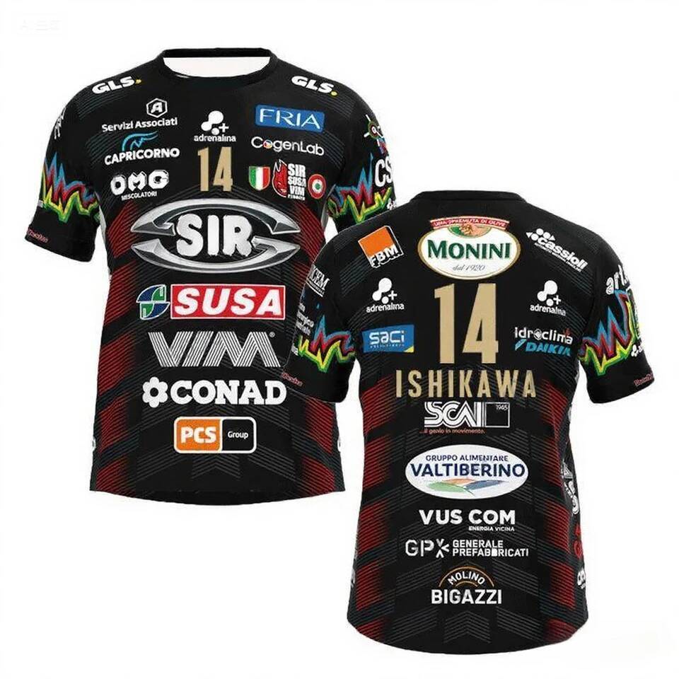 2025ผู้ชาย ผู้หญิง เบอร์ 2025 14 Volleyball Jersey Sir Safety Perugia Tshirt Match เสื้อผ้า Beach Tee ชาย Ishikawa Home Champions ชุดกีฬา