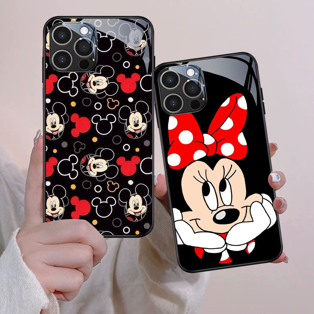 FB-22 Mikey Mouse HD Glass Case สําหรับ iPhone XR 13 14 15 Pro Max Plus