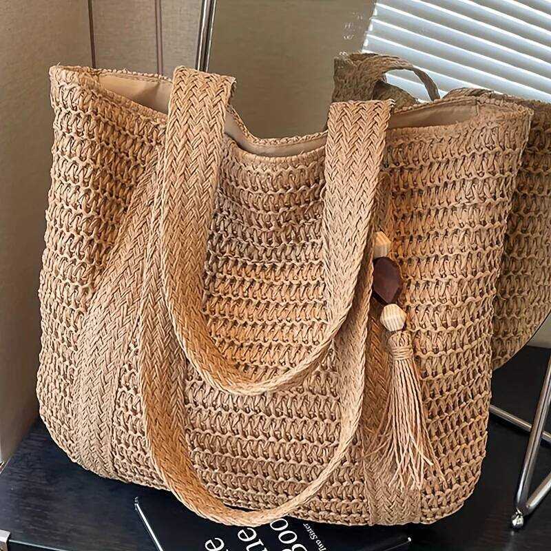 C New Women's Fashionable Single-Shoulder Bags, Beach Bags, Woven Bags, And Casual And Versatile To