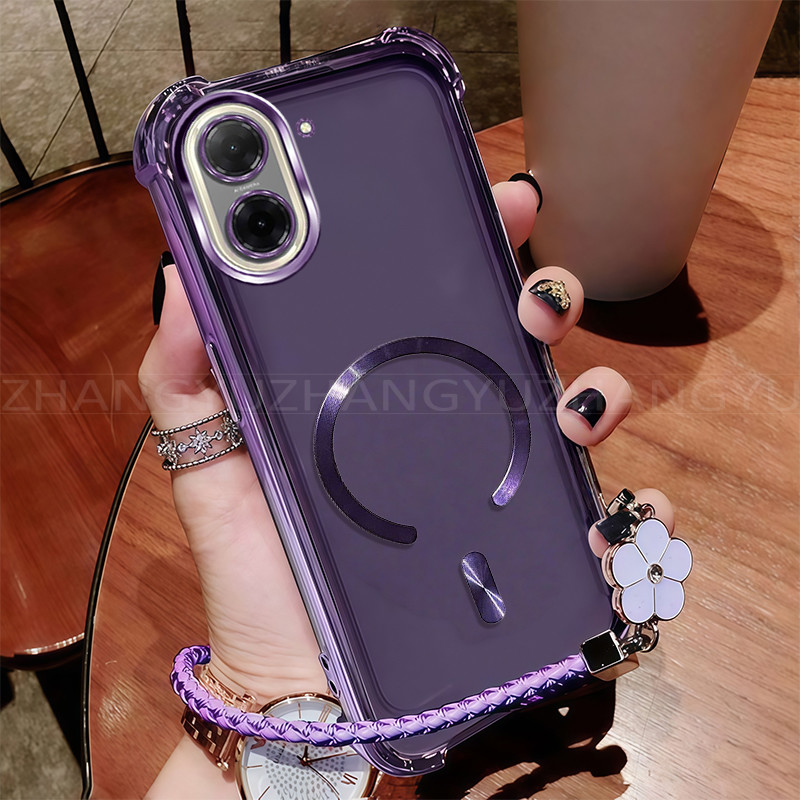 เคสสําหรับเคสโทรศัพท์ Redmi A5 ใหม่แม่เหล็กที่แข็งแกร่งชาร์จไร้สาย C-ring กันกระแทกสี่มุมปลอกเชือกเส