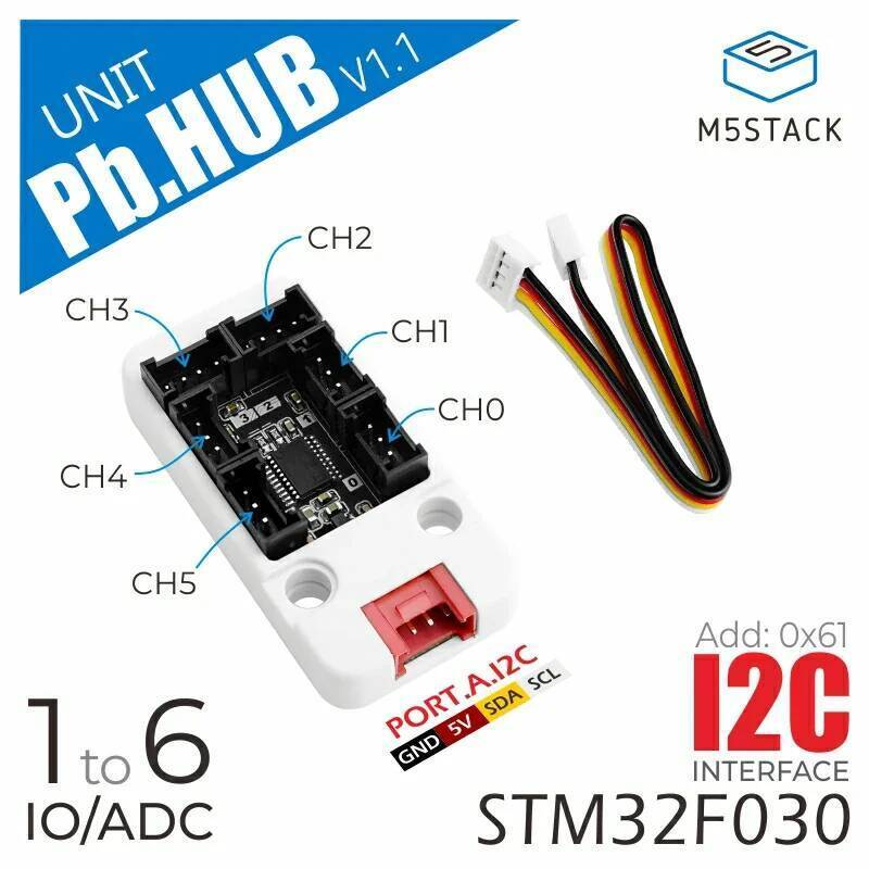 M5Stack Official Hub 1-to-6 หน่วยขยาย: I/O (STM32F030) หรือ I2C (PCA9548A)