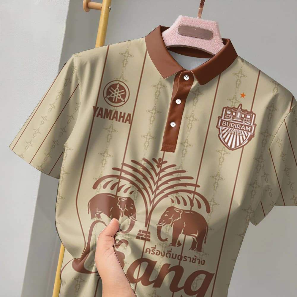เสื้อใหม่บุรีรัมย์ยูไนเต็ดช้างรูปแบบฟุตบอลเสื้อโปโลเสื้อกีฬาแขนสั้นสําหรับแฟน