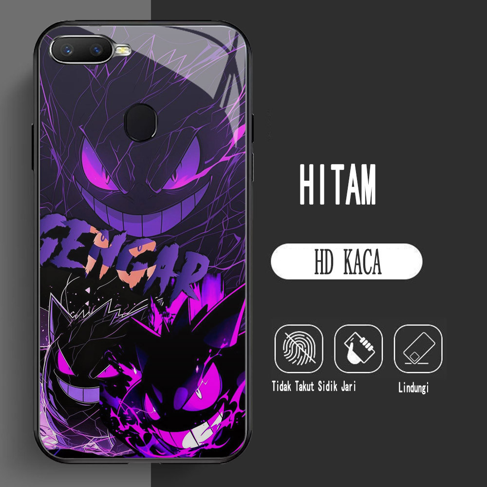 Y-25 สีดํา Pokemon Gengar HD แก้วสําหรับ OPPO A12S A3S F7 F9 A11K A7 F5 A12 A5S A12E Pro กรณี