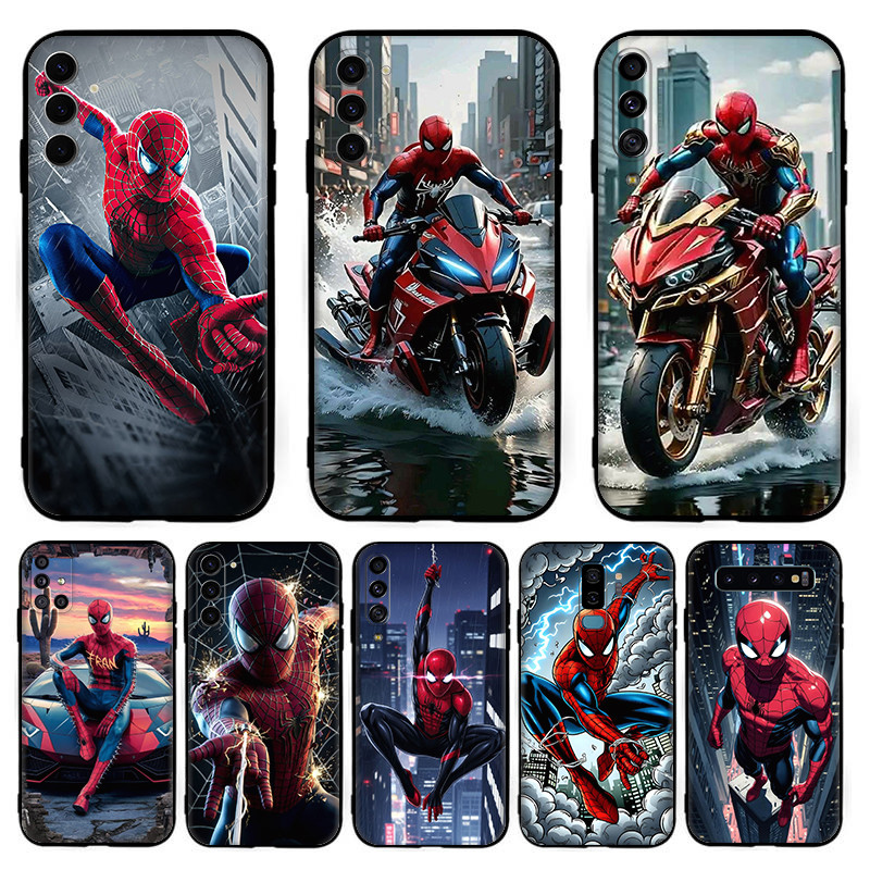 สําหรับ Samsung A07 A17 A56 A36 A26 S25 Fe Edge Plus Ultra อะนิเมะการ์ตูน Spider-Man TPU สีดําซิลิโคนนุ่มเคสโทรศัพท์ 4Y24