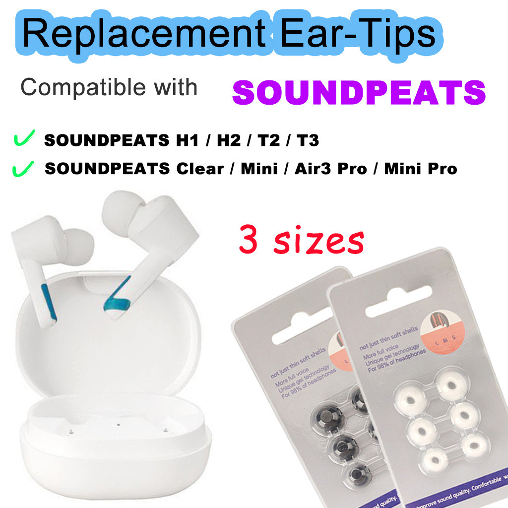 สําหรับ SOUNDPEATS H1 H2 T2 T3 Clear Mini Air3 Pro จุกหูฟังซิลิโคนอ่อนนุ่ม S/M/L