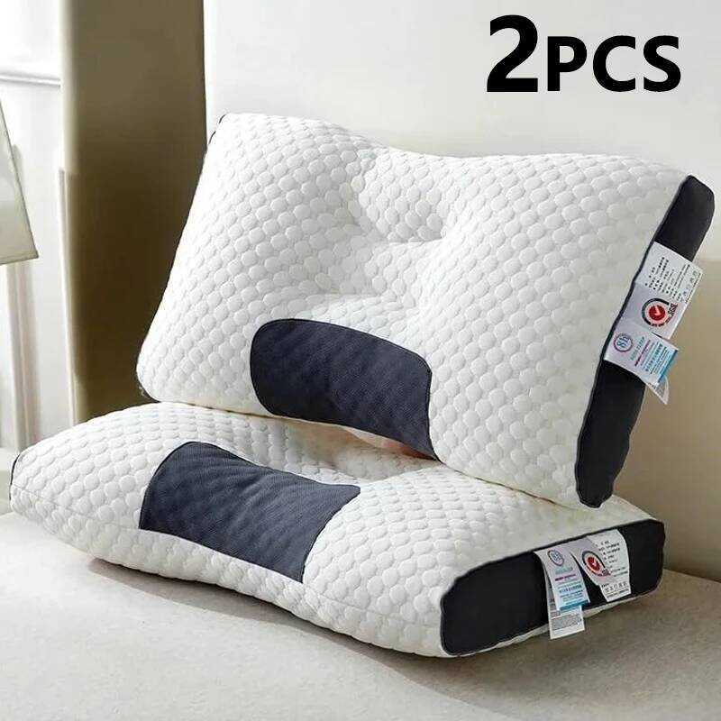 C Set Of Two Knitted Cotton Neck Ows, Soft Home Ows, Dual-Purpose Support For Side And Back Sleepin