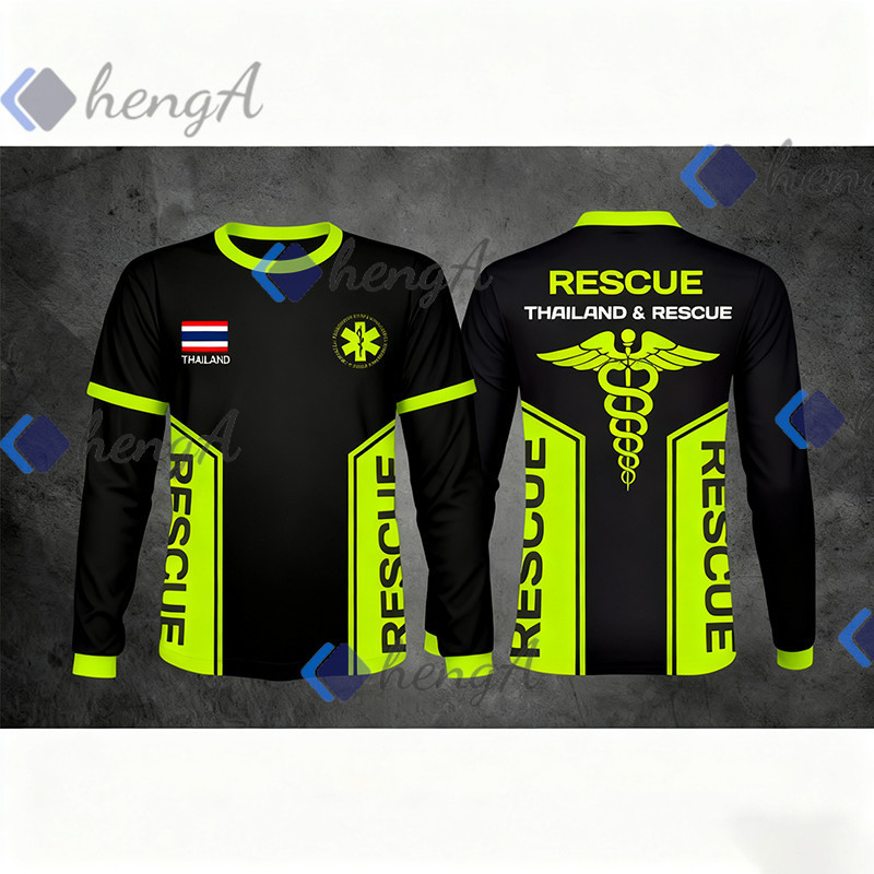เสื้อแขนยาวกู้ภัยสีดำ-เหลือง ดีไซน์ตัดกันชัด เนื้อโพลีทนทาน ใส่ออกปฏิบัติการฉุกเฉิน