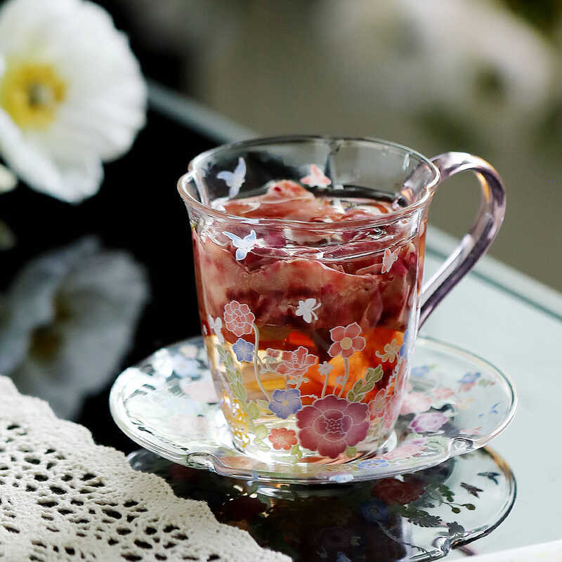 Fanhua Sijin ถ้วยกาแฟแก้วชุดจานรอง High-End ประณีตถ้วยลาเต้จีนชายามบ่ายชุดชาถ้วยชา