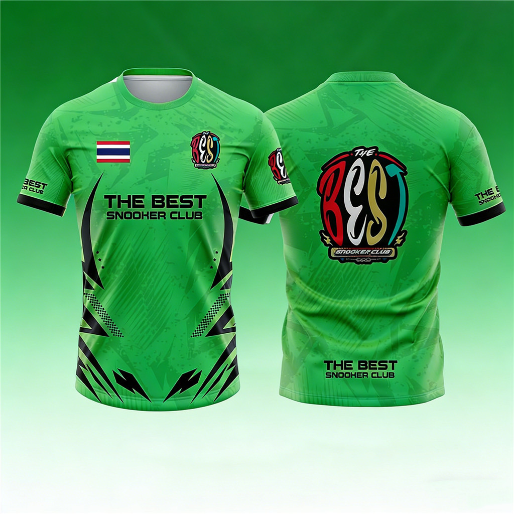 เสื้อโปโลสีเหลืองสดใสสําหรับเล่นสนุกเกอร์อิ่มโลโก้สีแดงเขี รูปที่ 3