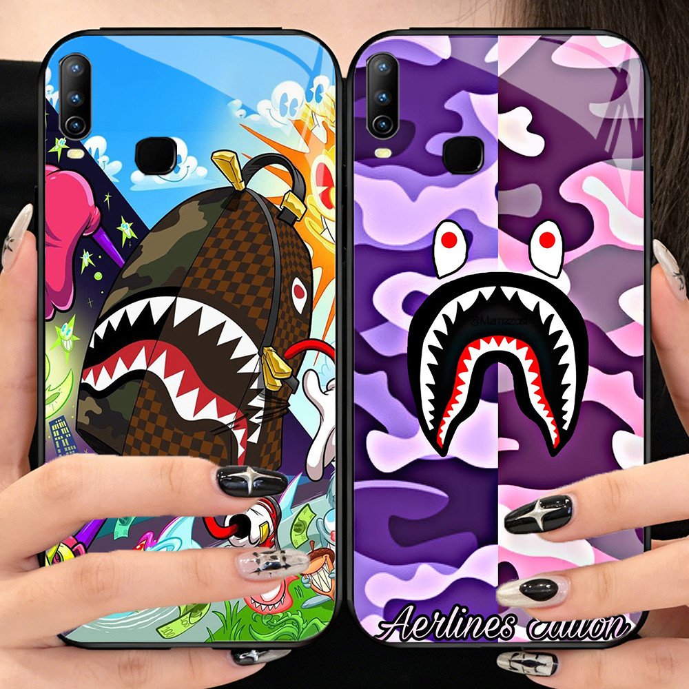 O-4 BAPE เคสโทรศัพท์กระจกนิรภัย VIVO Y89 Y91 Y11 Y17 X23 Y91C Y95 Y15 Y12 Y85 Y93 2019 Y19 V9