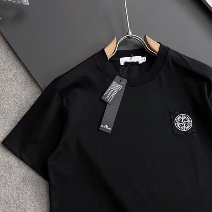 เสื้อแขนสั้น Stone Island ผ้าฝ้ายแท้ สไตล์คลาสสิก สำหรับทั้งผู้ชายและผู้หญิง
