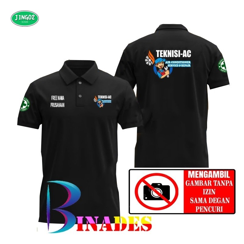 (JING02)ขายเสื้อยืดคอปกโปโล AC TECHNICIAN - AIR CONDITIONER SERVICE AND REPAIR FREE NAME OF PRIVICE