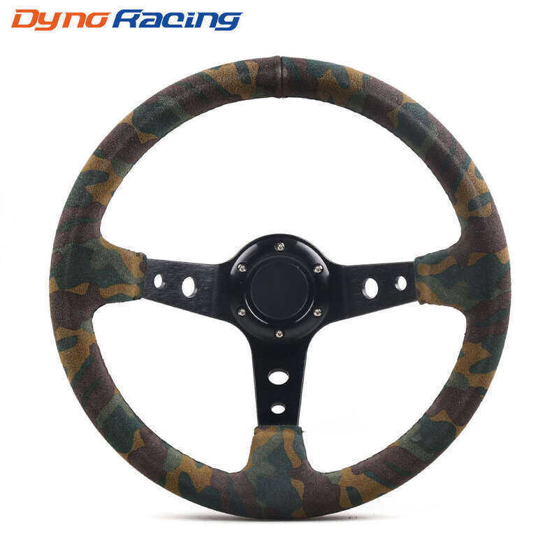 รถแข่ง Camouflage Suede Camo พวงมาลัยความลึก 92 มม. เส้นผ่านศูนย์กลาง 350 มม. Auto Pro Zone