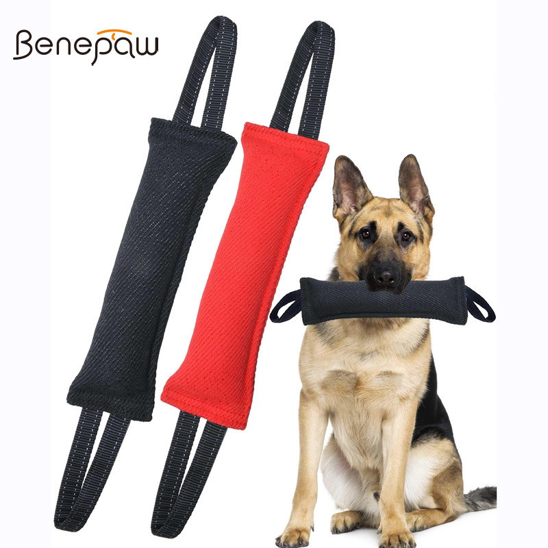 Benepaw สุนัข Tug ของเล่น Strong ผ้าลินินการฝึกอบรมกัดหมอนสะท้อนแสงสําหรับ Interactive Play Prey ไดรฟ์อาคารดึง