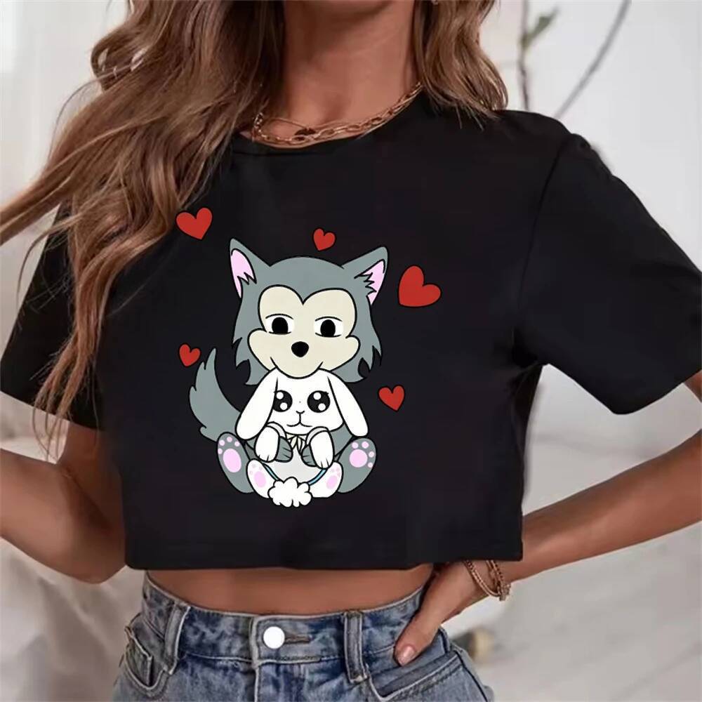 Beastars เสื้อครอปวัยรุ่น kawaii jojifuku y2k harajuku grunge เสื้อ meme gyaru น่ารักตลก 2000s