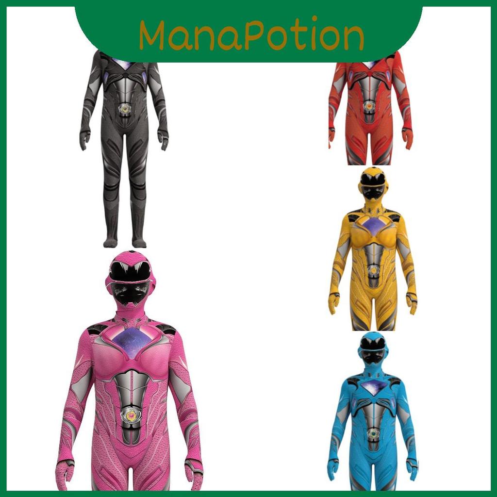ชุดจั๊มสูทเครื่องแต่งกาย Power Rangers Mighty Morphin สําหรับทุกเพศสําหรับเด็ก
