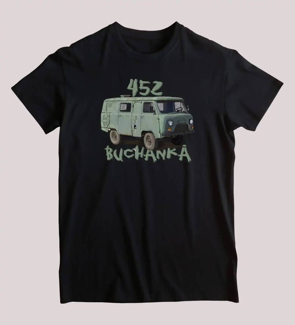 เสื้อยืดผ้าฝ้ายแขนสั้นสำหรับฤดูร้อน ออกแบบเป็นรถอเนกประสงค์ UAZ-452 Buchanka ไซส์ mens S-3XL