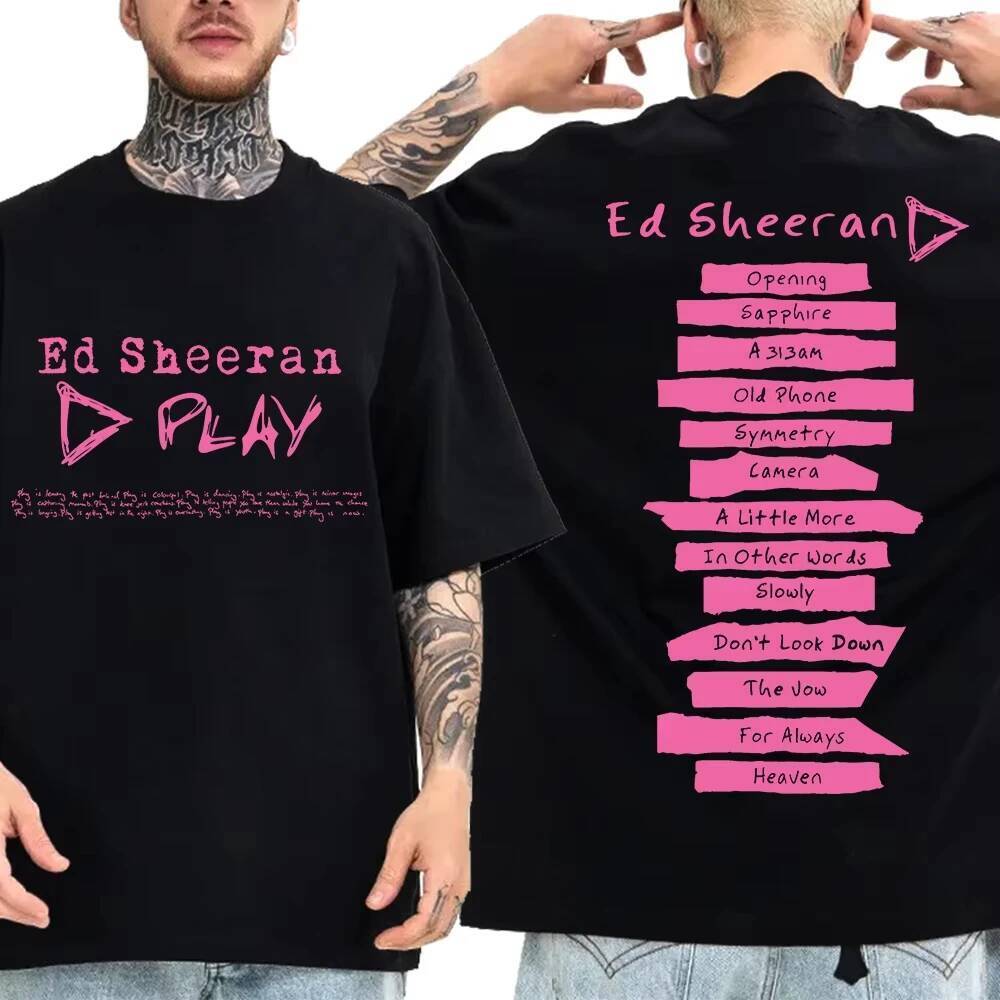 Ed Sheeran Tour 2026 Cottton เสื้อยืดผู้ชายผู้หญิง Ed Sheeran เล่นอัลบั้มเพลงพิมพ์ชาย T เสื้อรอบคอเส