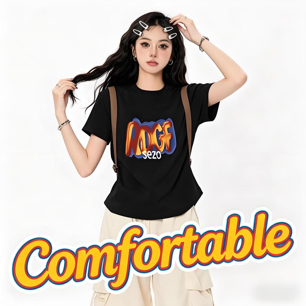 Trendy Heart Print T-Shirt Easy to Match Regular Shoulder Fit for Teens