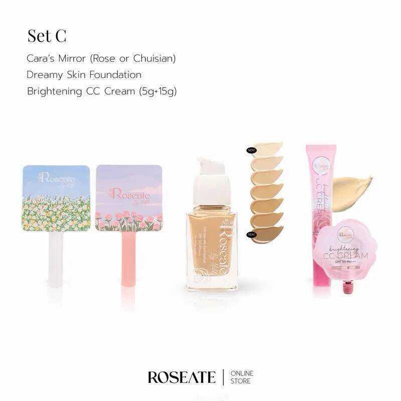 Cara’S Mirror SET C กระจกแต่งหน้า+รองพื้น+Cc Cream Roseate By Mild