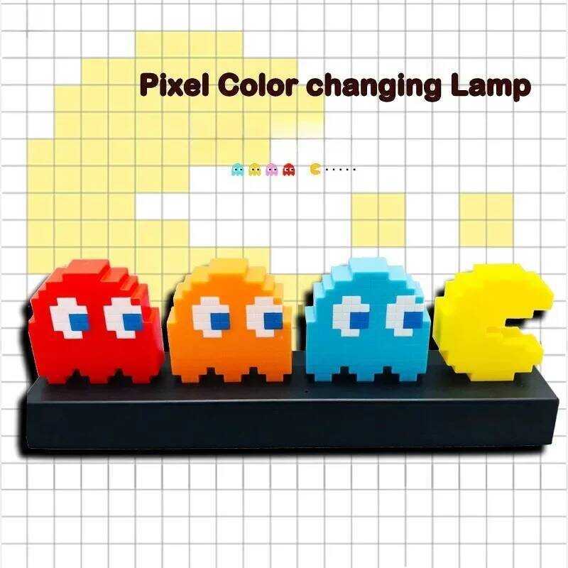 C USB Pac Man Icon Lamp Game Pac Man Pixel Lamps Visual Illusion Lights Night Atmosphere Light Home