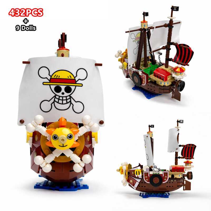 C One Piece 432Pcs + Dolls Thousand S Pirate Ship Building Bloc Model DIY Assembly Toy Display Gift