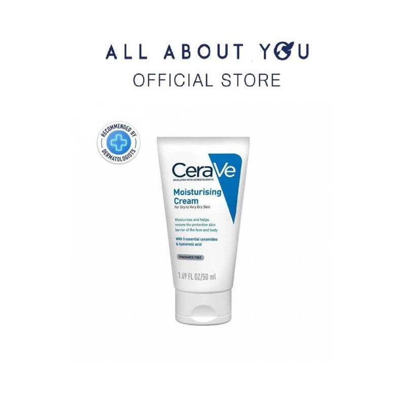 Cerave Moisturising Cream 50 Ml. | ครีมมอยเจอร์ไรเซอร์ บำรุงหิวหน้าและผิวกาย สำหรับผิวแห้งมาก