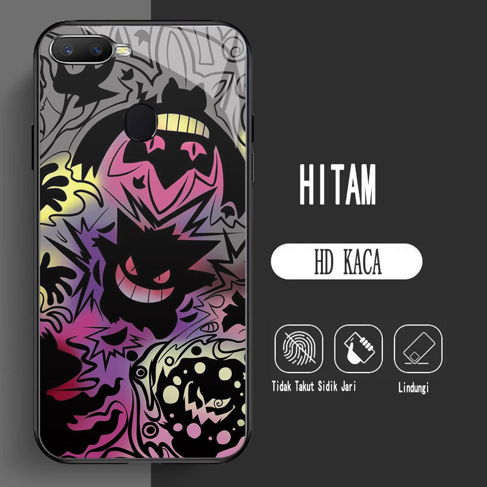Y-8 Pokemon Gengar HD Glass Casing สําหรับ OPPO A12S A3S F7 F9 A11K A7 F5 A12 A5S A12E Pro Case