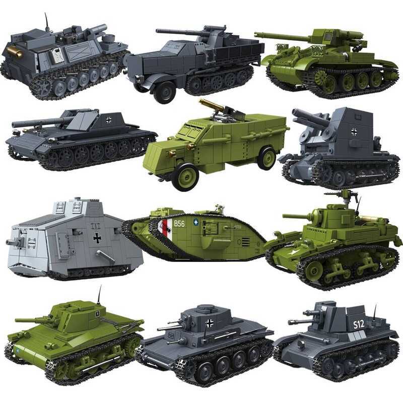 C World War 2 Ww2 Army Military Soldiers Main Battle Tank Armored Vehicle Model Building Bloc Bric