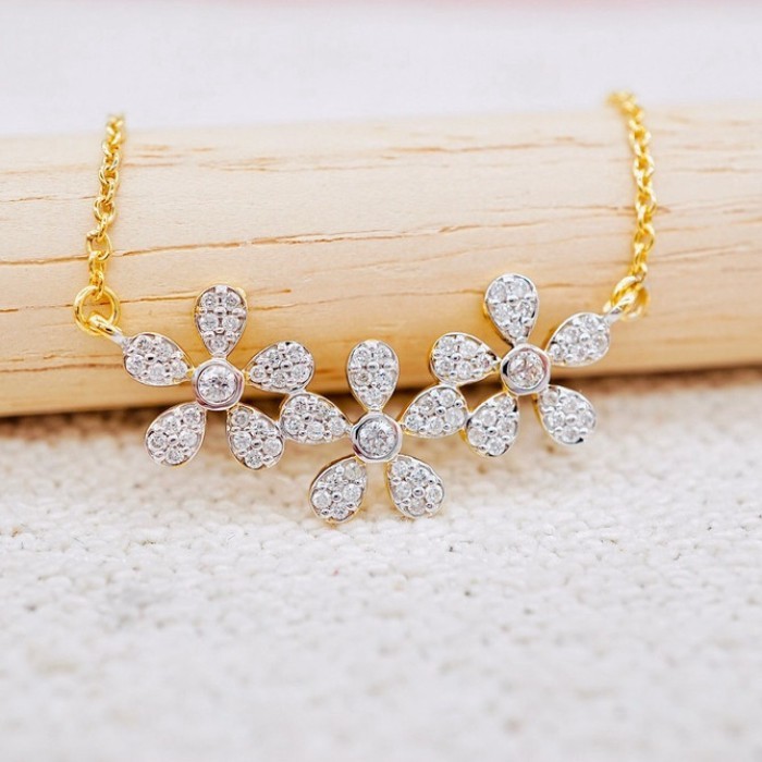 [ พร้อมส่ง ] สร้อยคอพร้อมจี้เพชรแท้น้ำ100  ทองคำแท้9K (ทอง37.5%) เพชรเบลเยี่ยมแท้ ขายได้ [9KPN185]