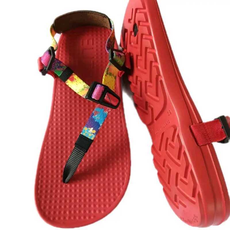 รองเท้าแตะวิ่ง รุ่น Challenge แบรนด์ แตะอีลิท Elite Sandals [ สีแดง สายสลัดสี ] นุ่มแน่นและsupport ด