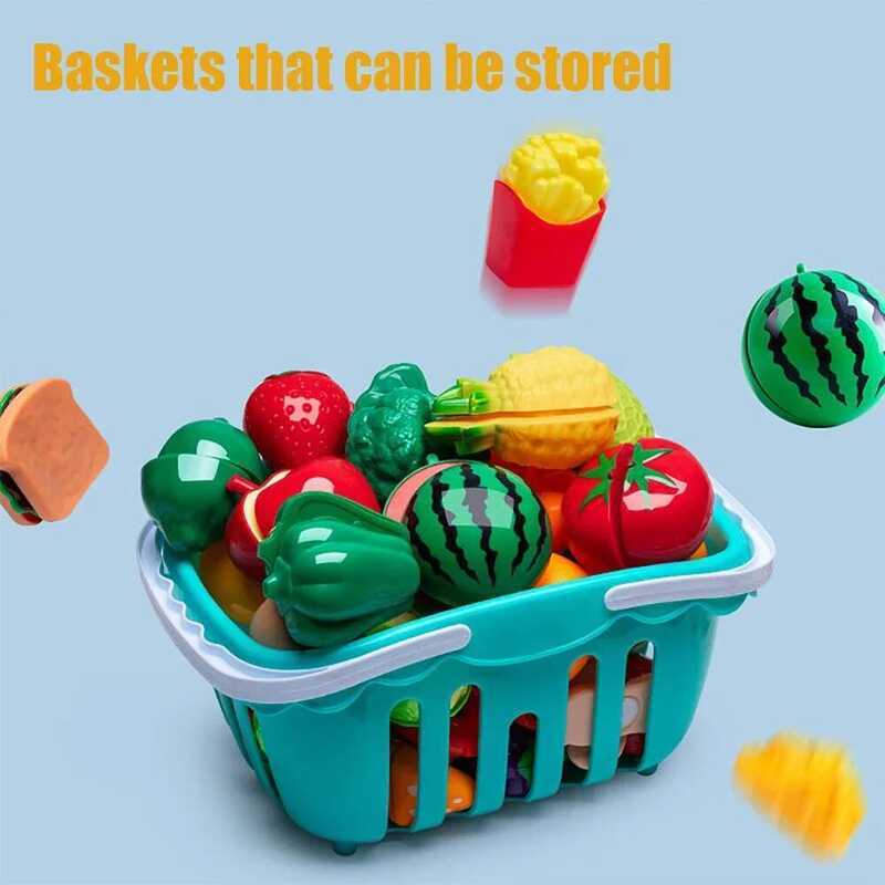 C Eduional Toy Plastic Kitchen Toy Set Cut Fruit Vegetable Pizza Food Play House Simulation Toys Pr
