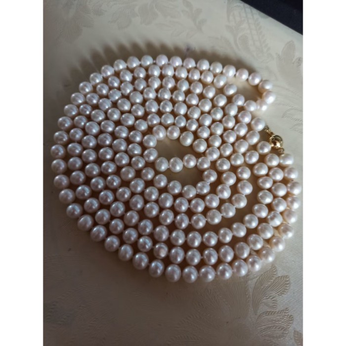 60 AAA 7-6mm รอบ SOUTH SEA white PEARL NECKLACE