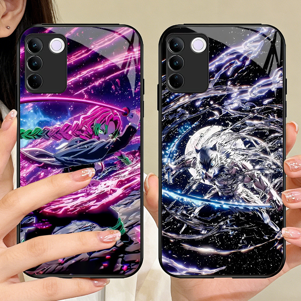 O-14 Demon Slayerกระจกนิรภัยเคสโทรศัพท์VIVO V30 V29 V29E Y100 T3 V23E Y200E Y200 V27 V23 V27E Pro Li