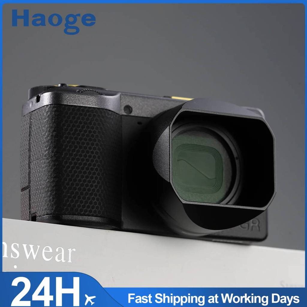 Haoge Metal Square Lens Hoods สําหรับอุปกรณ์เสริมสําหรับกล้อง RICOH GRIV GR4 LH-GR4