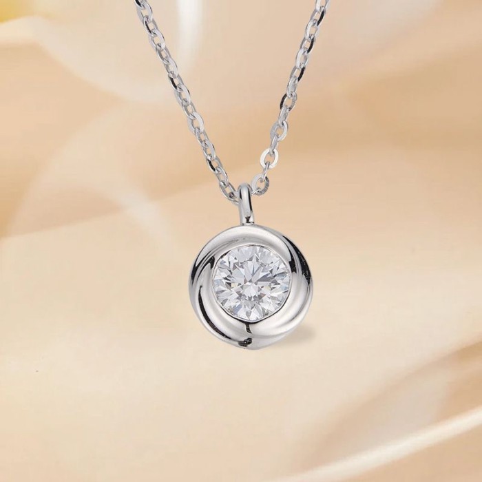 Magic Darling GIC ใบรับรอง สร้อยคอเพชรวอลทซ์ S925สีเงิน