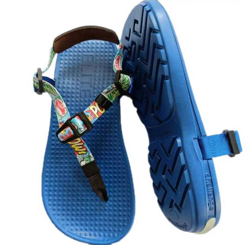 รองเท้าแตะวิ่ง รุ่น Challenge แบรนด์ แตะอีลิท Elite Sandals [ สีน้ำเงิน สายการ์ตูน ] นุ่มแน่นและsupp